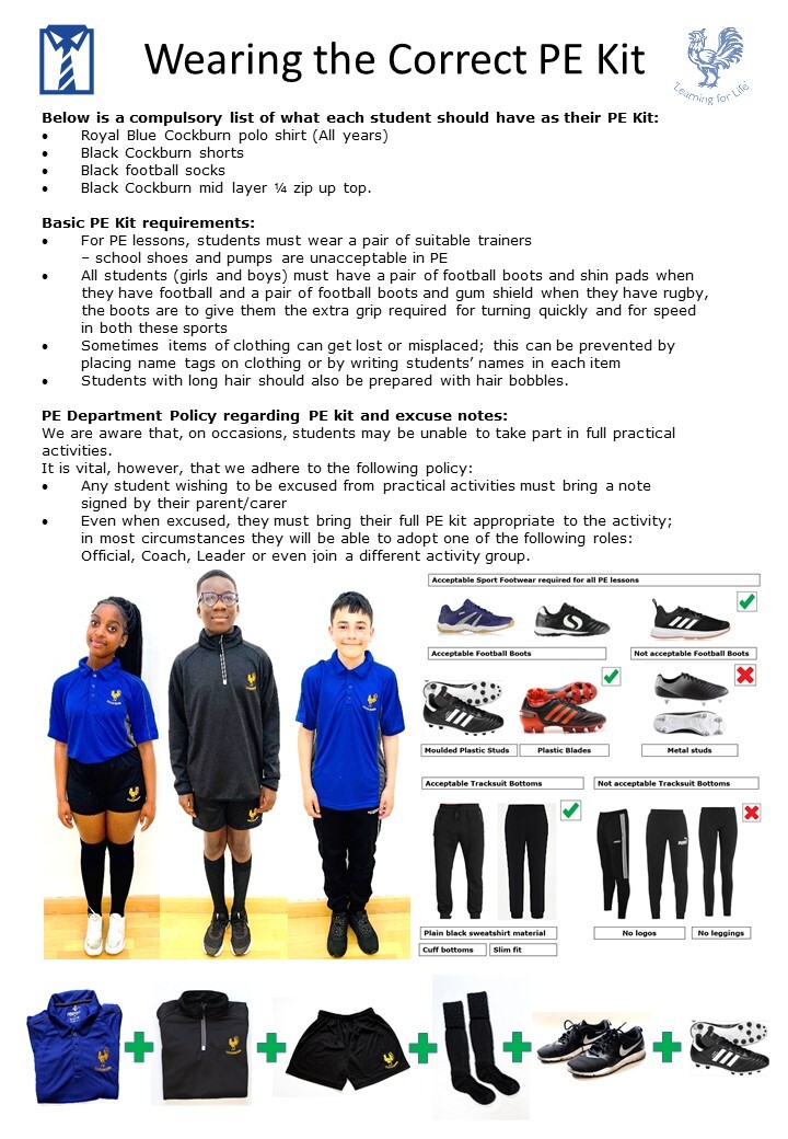 Cockburn School PE Kit update June 2022